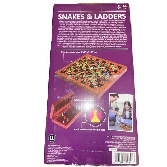 Ambassador Folding Wood Snakes & Ladders Set Brand new - Picture 2 of 4